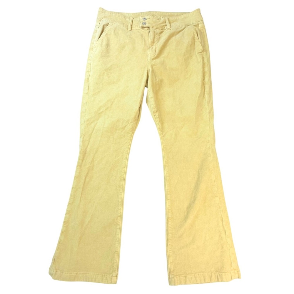 American Eagle Corduroy Pants Womens 16 Yellow High Rise Kick Boot Stretch